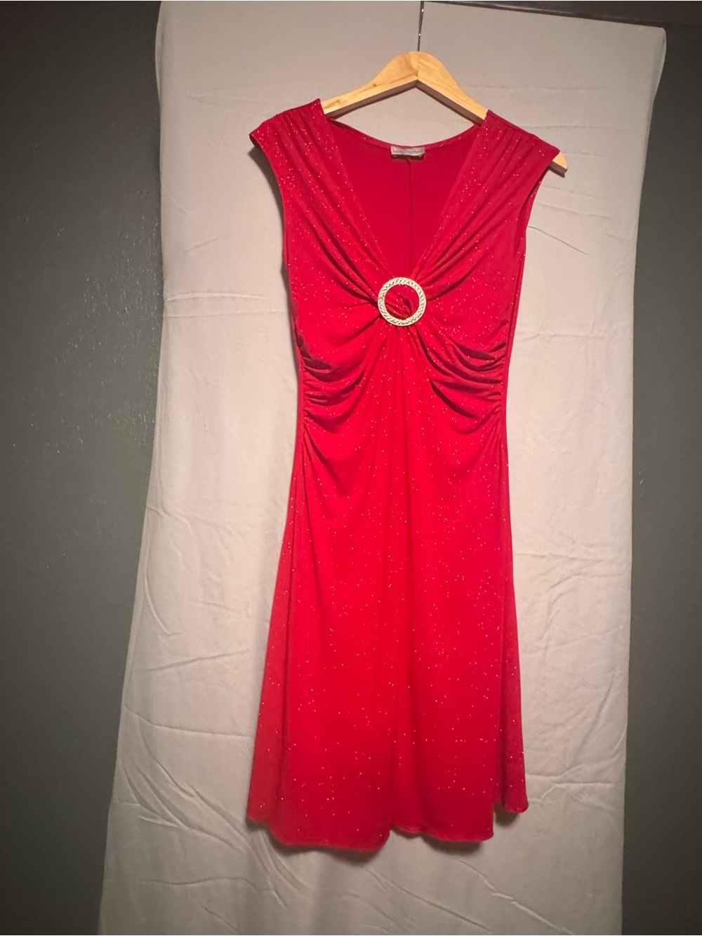 Body Central Red Rhinestone-Ring Midi Dress